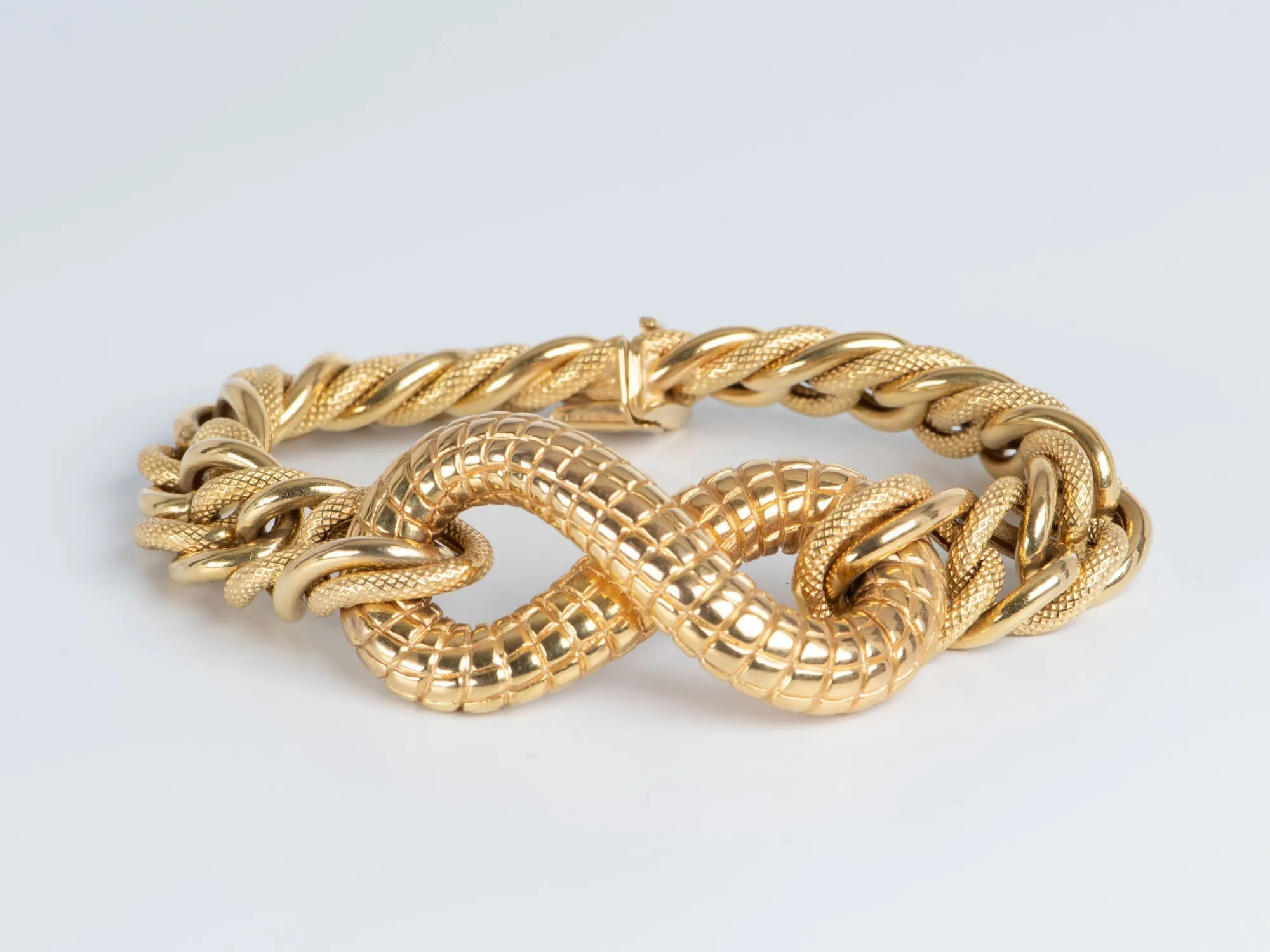 Chunky Gold Bracelet with Snake Scale Texture