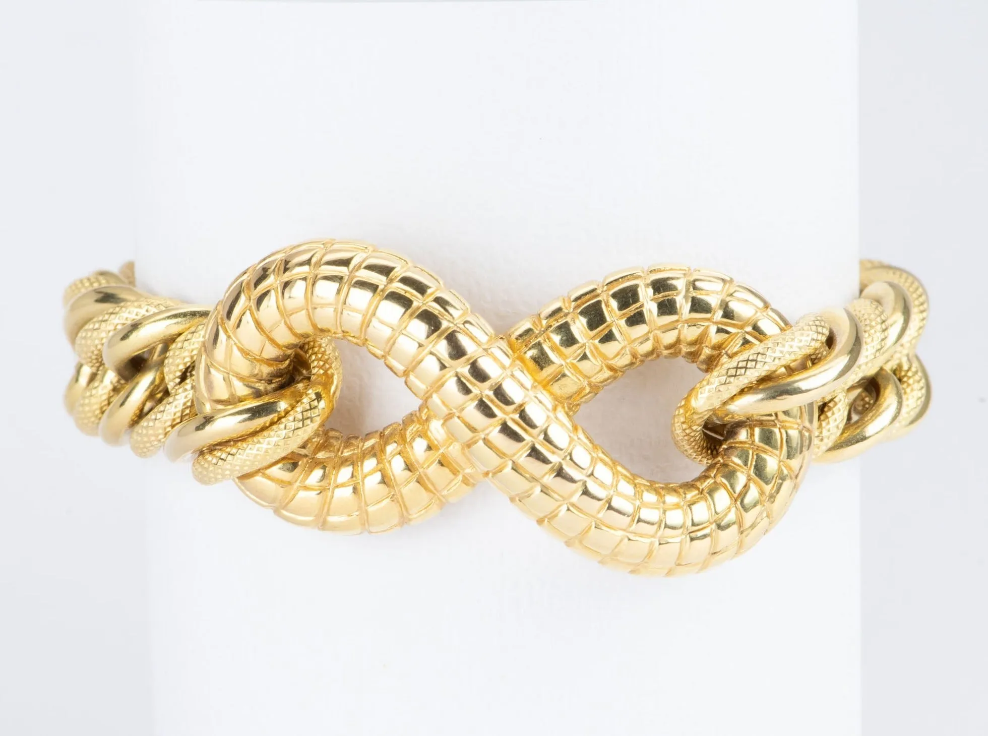 Chunky Gold Bracelet with Snake Scale Texture