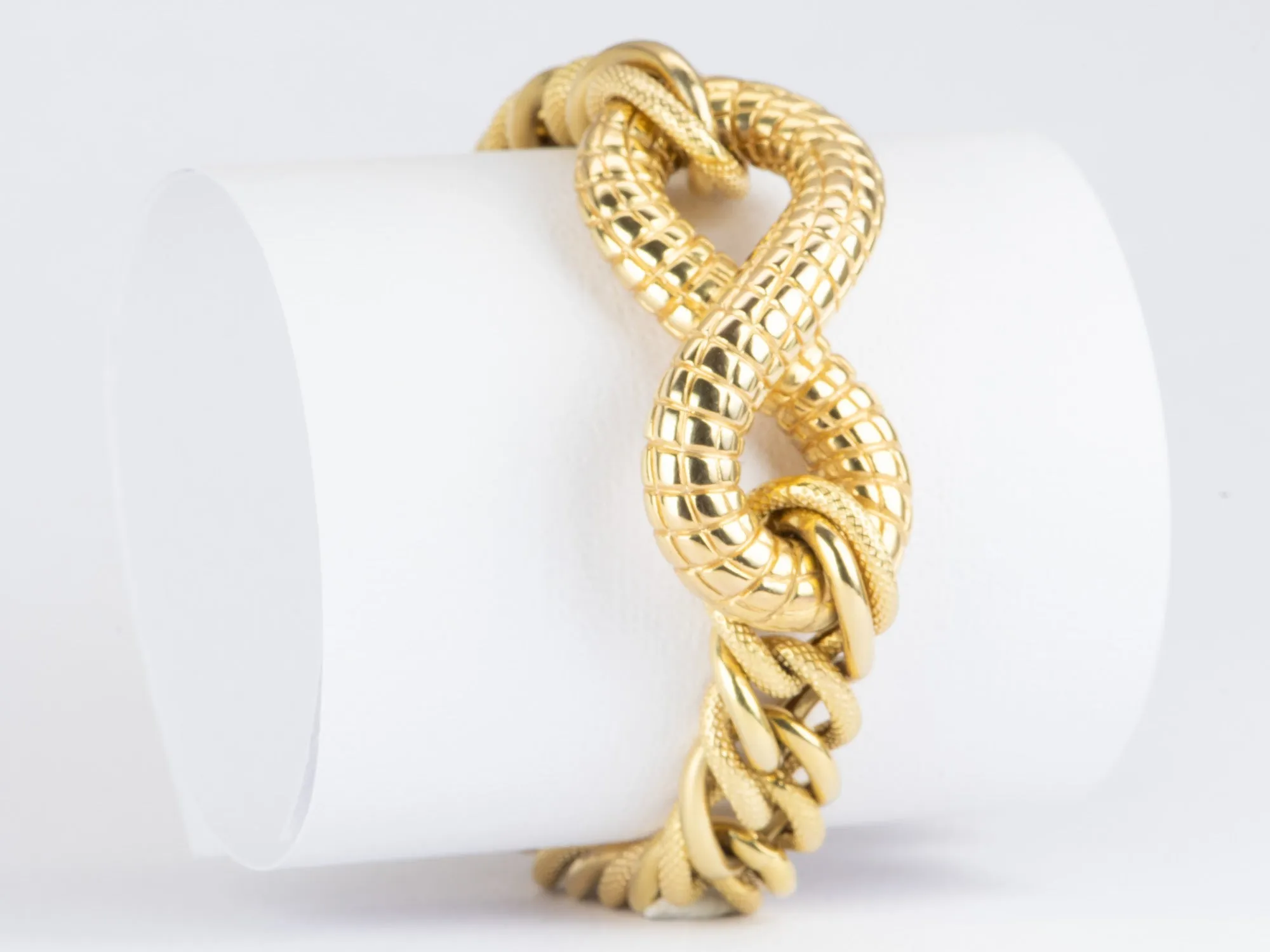 Chunky Gold Bracelet with Snake Scale Texture