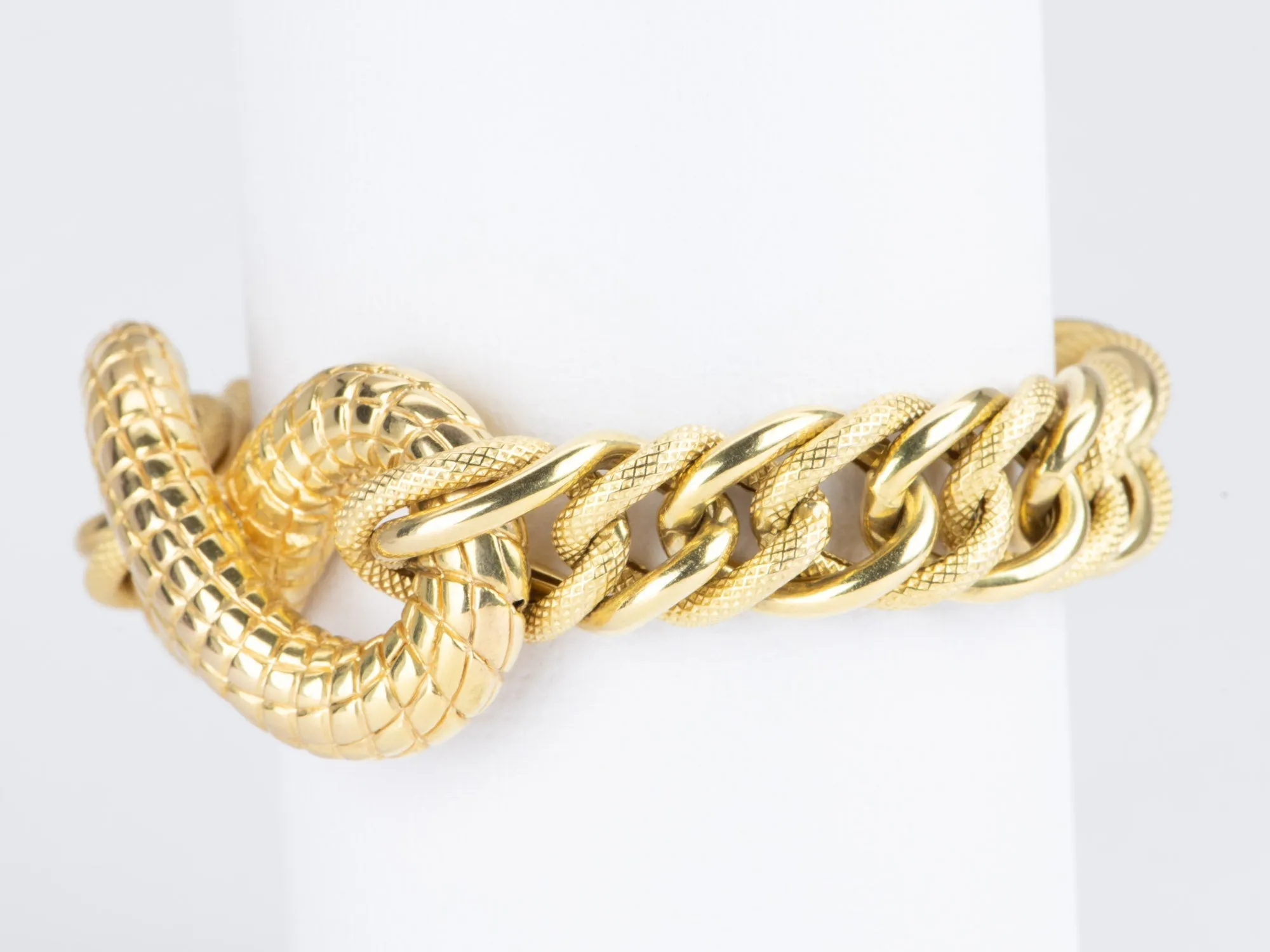 Chunky Gold Bracelet with Snake Scale Texture