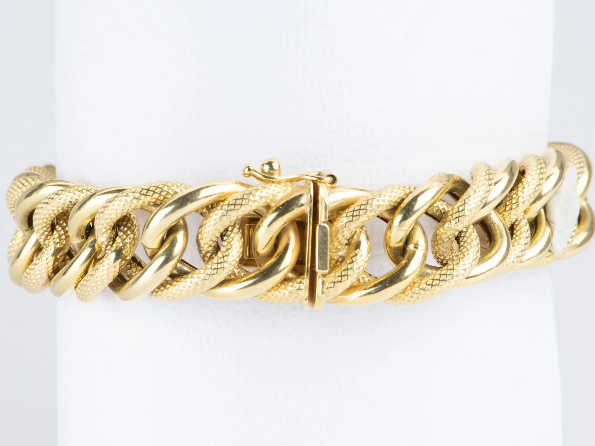 Chunky Gold Bracelet with Snake Scale Texture