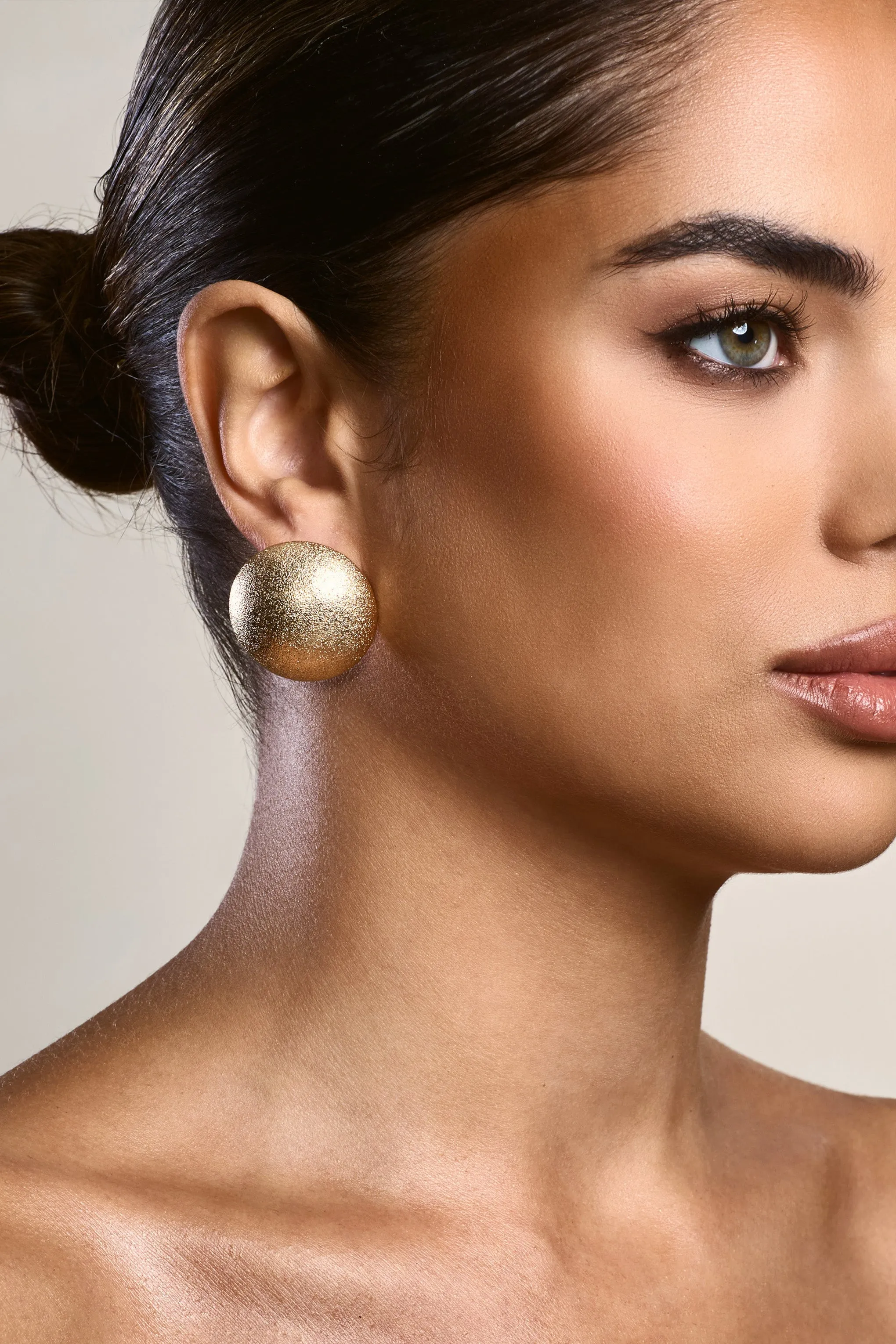 Textured Gold Dreamer Circle Earrings