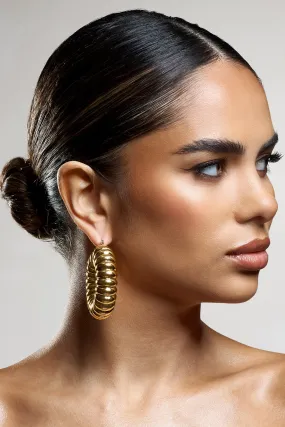 Ribbed Gold Rialta Chunky Hoop Earrings