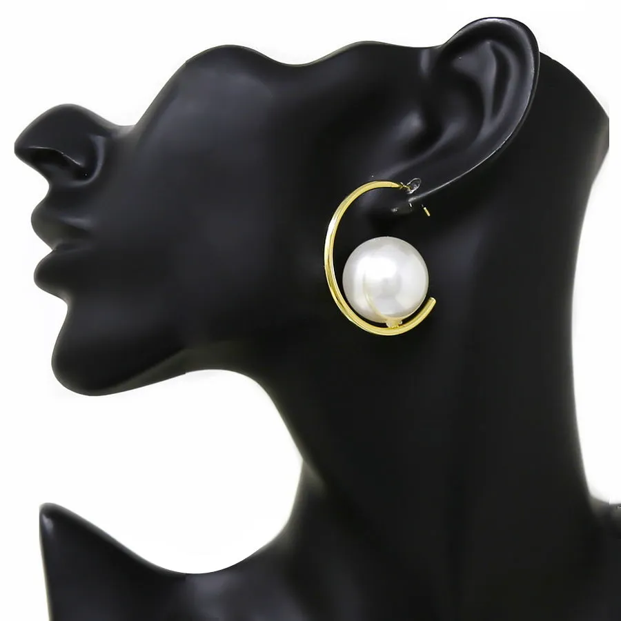 Pearl Chunky Hoop Earrings