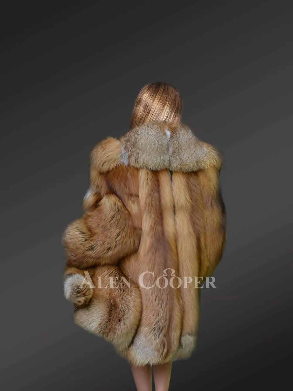 Classic Red Fox Fur Coat with Trimline Detail