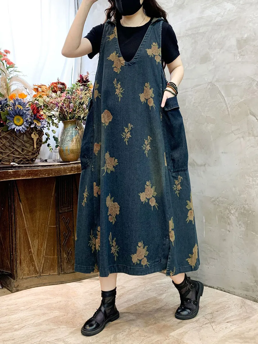 Women's Casual Flower Denim Dress for Summer