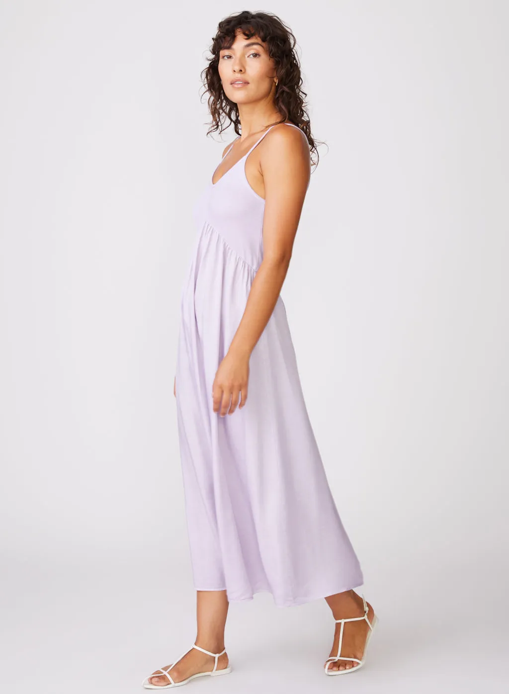 Viscose Satin Mixed Media Cami Dress Lilac