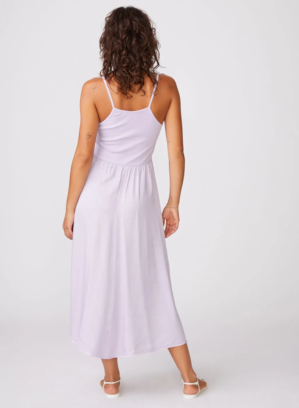 Viscose Satin Mixed Media Cami Dress Lilac