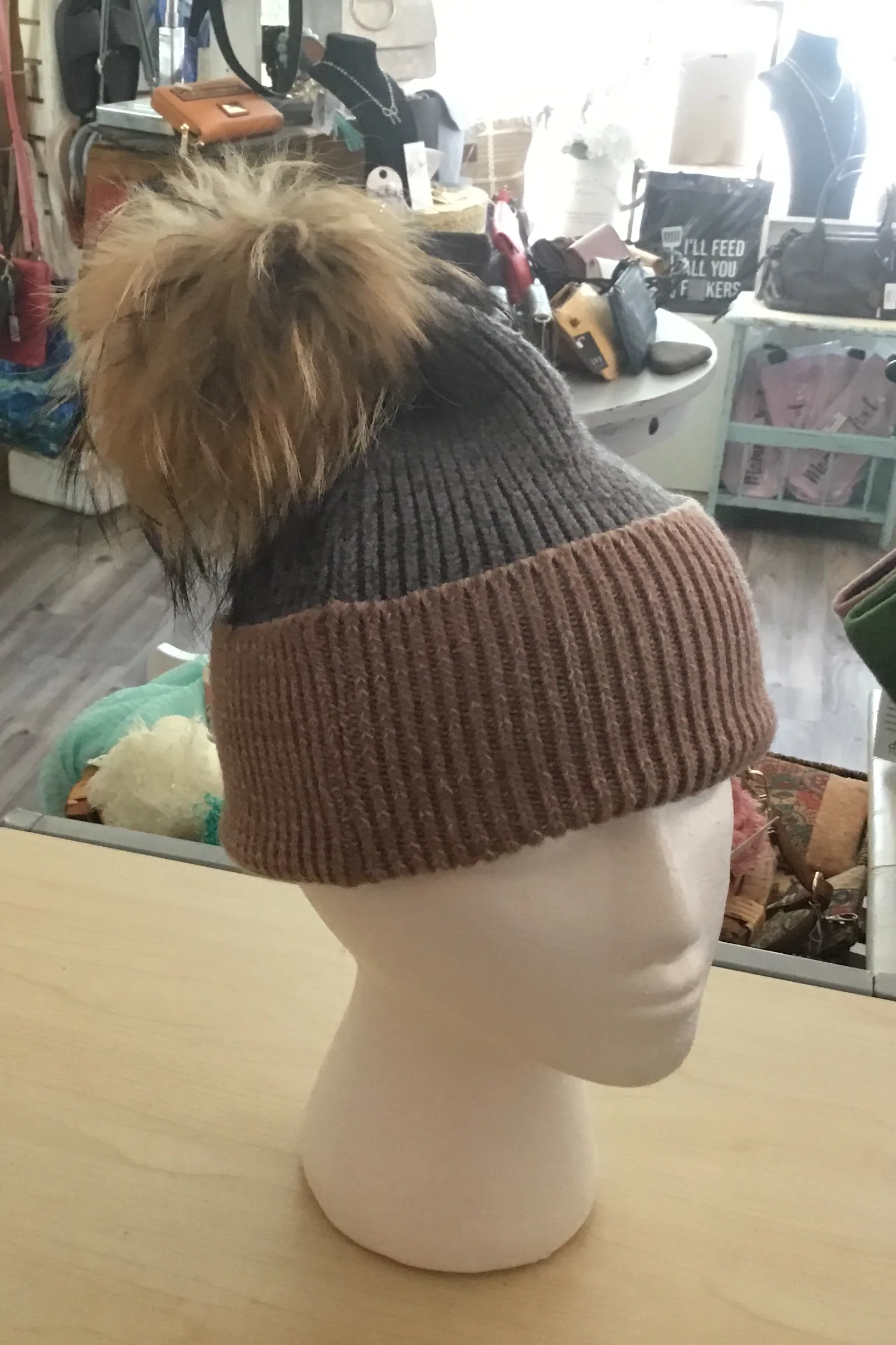 Colorblock Fox Fur Hat