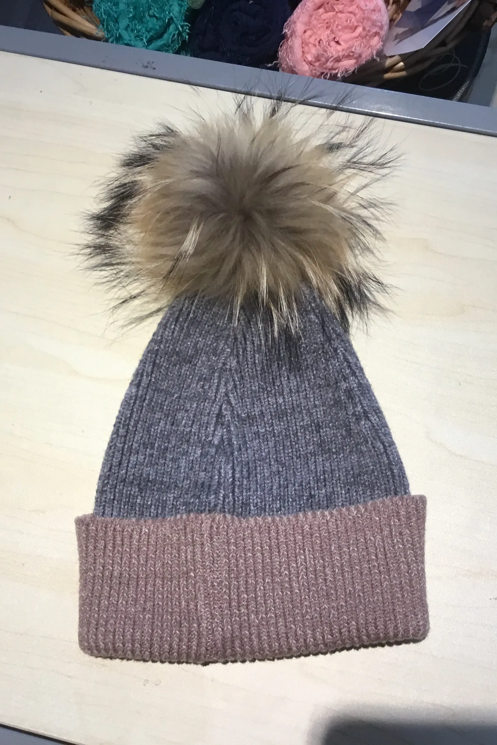 Colorblock Fox Fur Hat