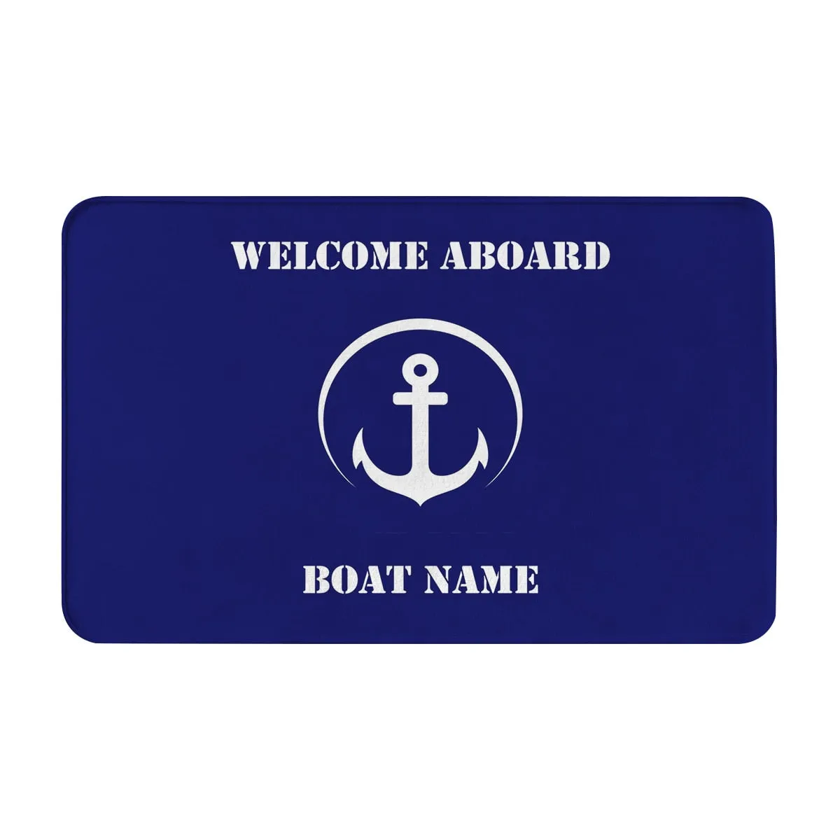 Customizable Dark Blue Nautical Home Kitchen Bathroom Floor Mats