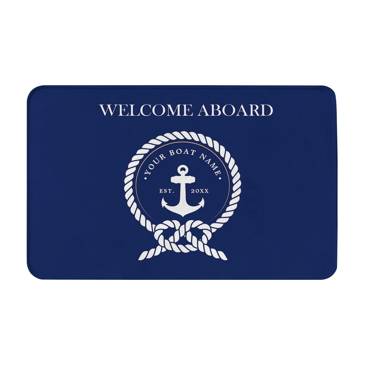 Customizable Dark Blue Nautical Home Kitchen Bathroom Floor Mats