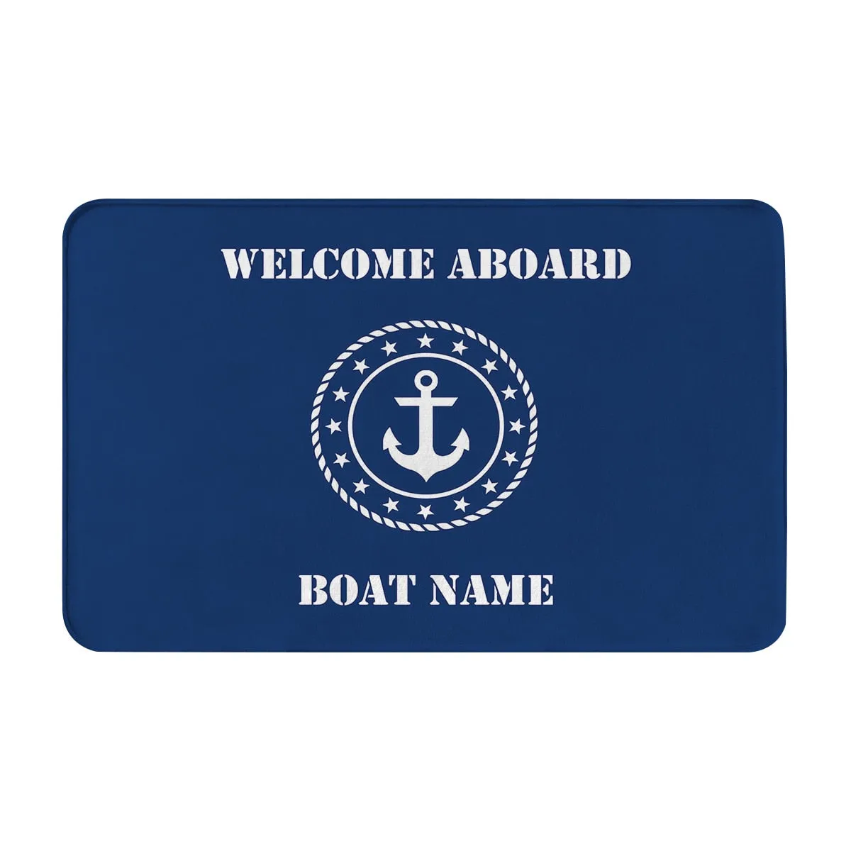 Customizable Dark Blue Nautical Home Kitchen Bathroom Floor Mats