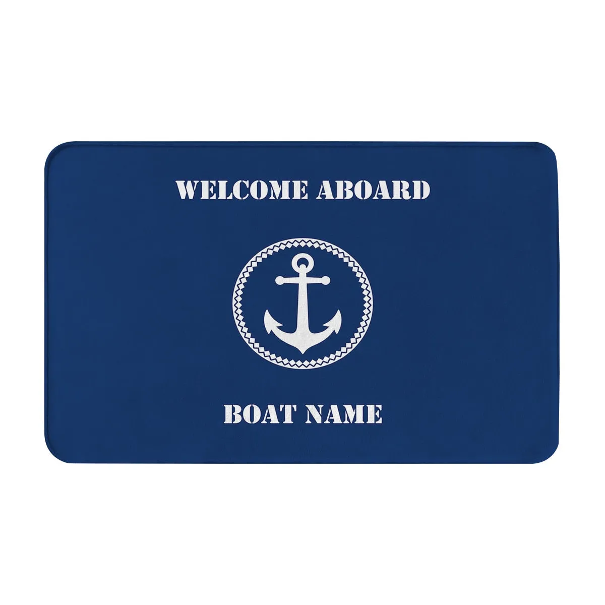 Customizable Dark Blue Nautical Home Kitchen Bathroom Floor Mats