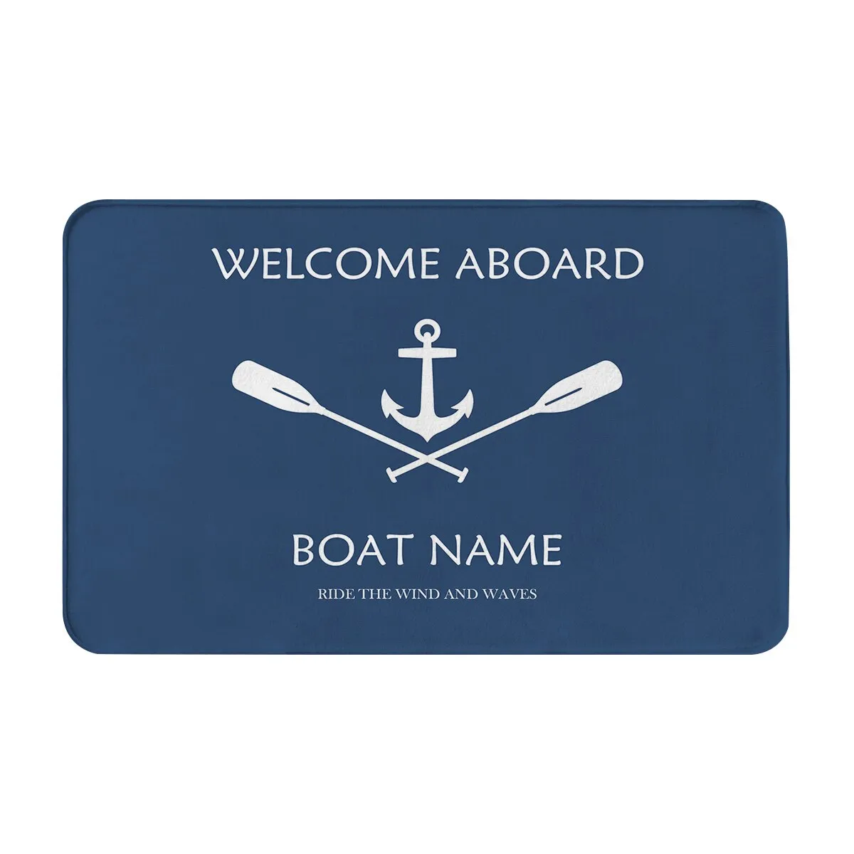 Customizable Dark Blue Nautical Home Kitchen Bathroom Floor Mats