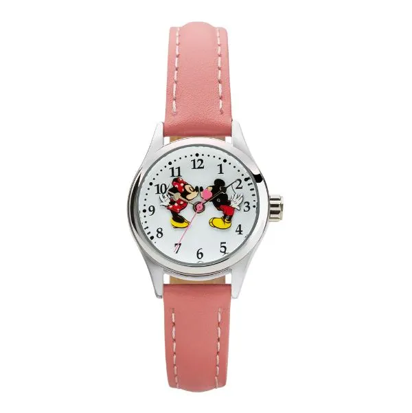 Cute Disney Petite Pink Watch with Mickey & Minnie In Love