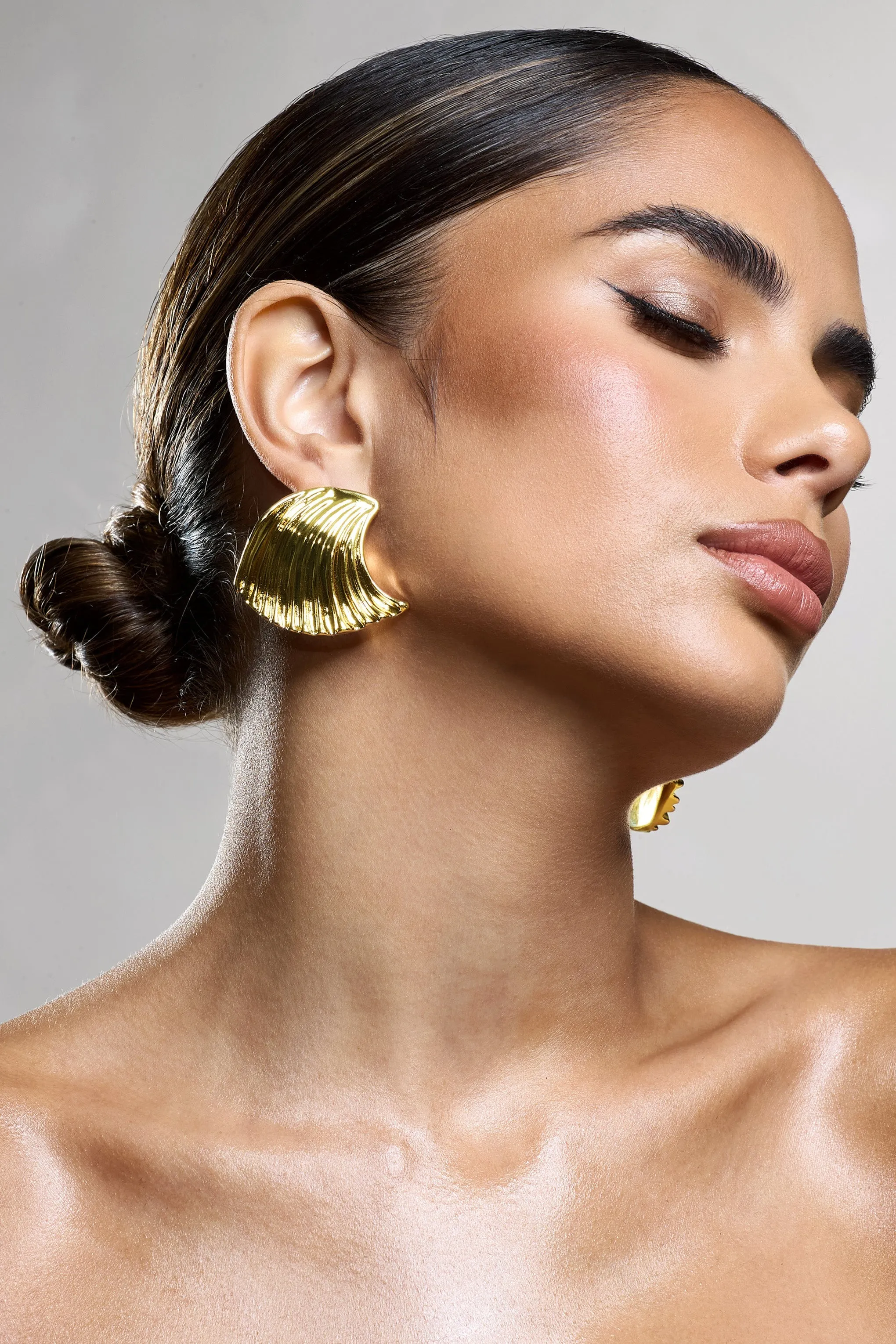 Diamante Gold Chunky Hoop Earrings