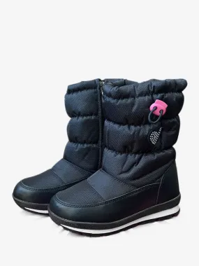 Unisex Snow Boots for Kids with Drawstring Closure and Short Plush Lining