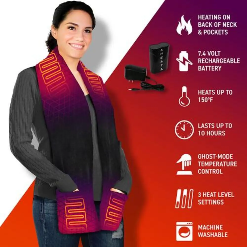 Electric Heated Fleece Scarf with Rechargeable Battery