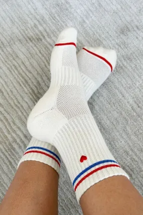 Embroidered Boyfriend Socks - Milk + Heart by Le Bon Shoppe