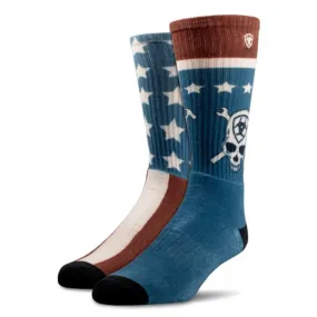 Ariat Faded Patriot Men's Crew Sox 2-Pack