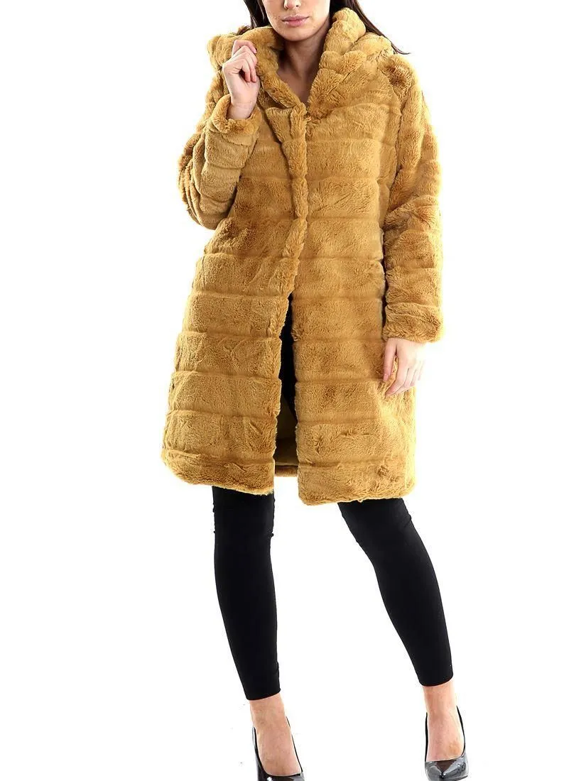 Faux Fur Mustard Long Jacket