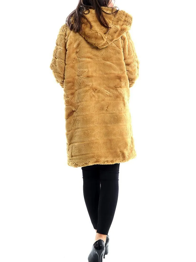 Faux Fur Mustard Long Jacket