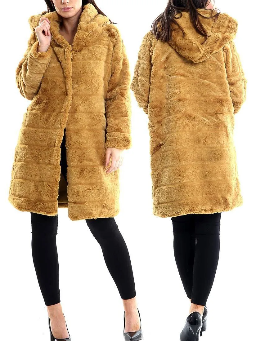 Faux Fur Mustard Long Jacket