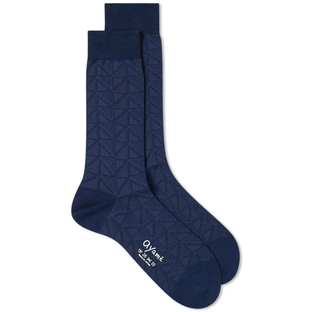 Flag Solid Tonal Socks in Navy by Ayame Socks