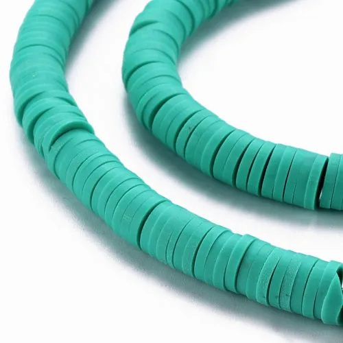 Light Sea Green Polymer Clay Beads, Fimo, Katsuki, Heishi Style, 6mm