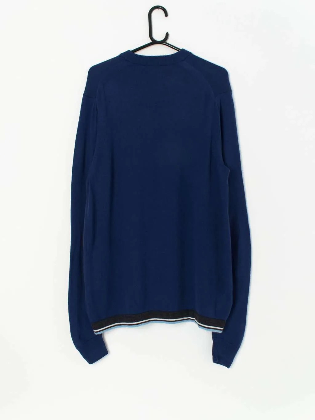 Fred Perry Navy Blue Merino Wool Sweater - Medium / Large