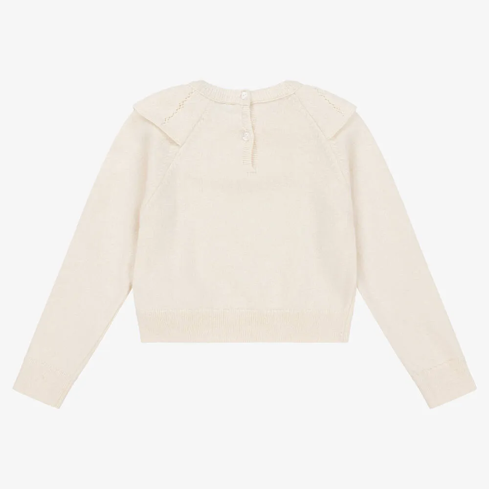 Girls Ivory Knitted Wool Sweater