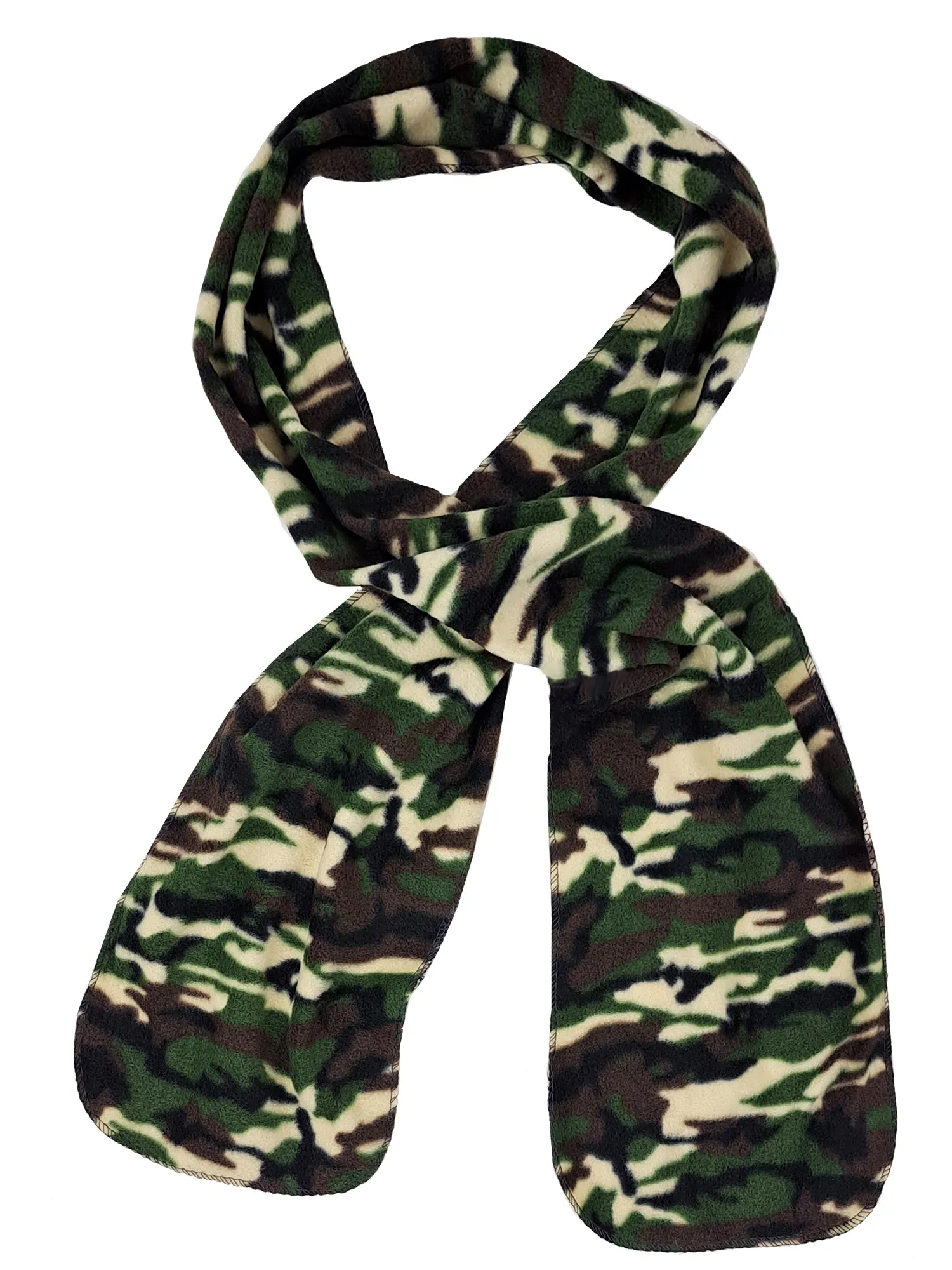 Green Camouflage Pattern Polar Fleece Scarf Gloves Hat Matching Set