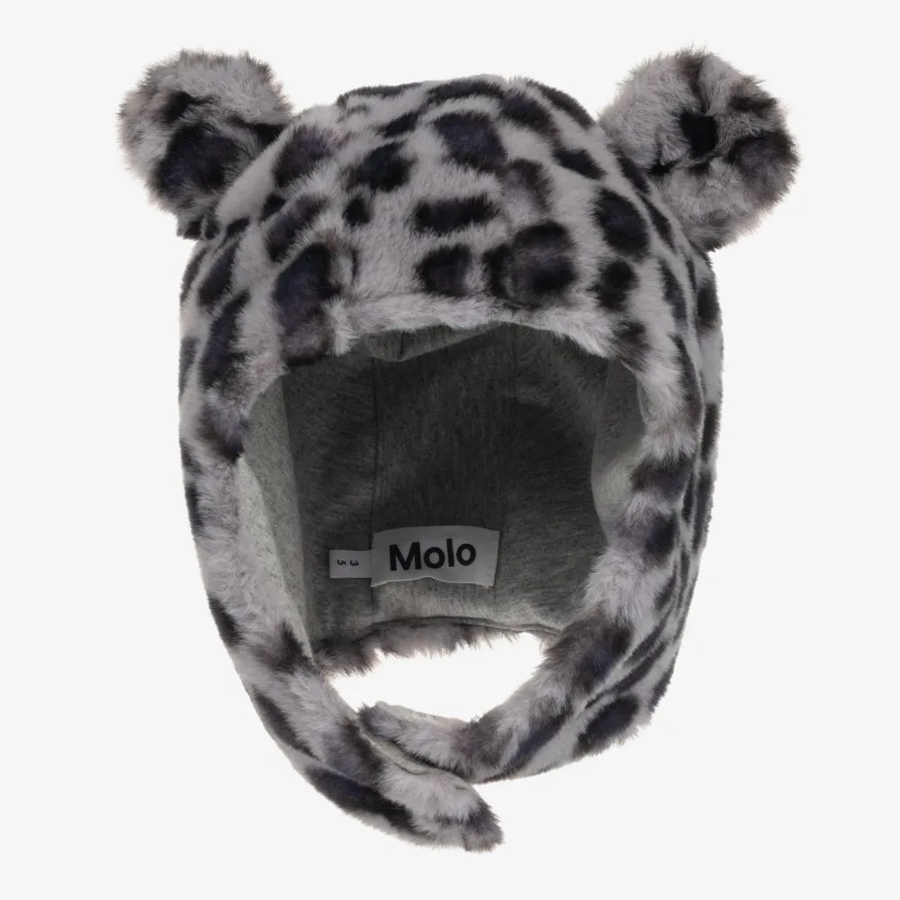 Grey Leopard Faux Fur Hat