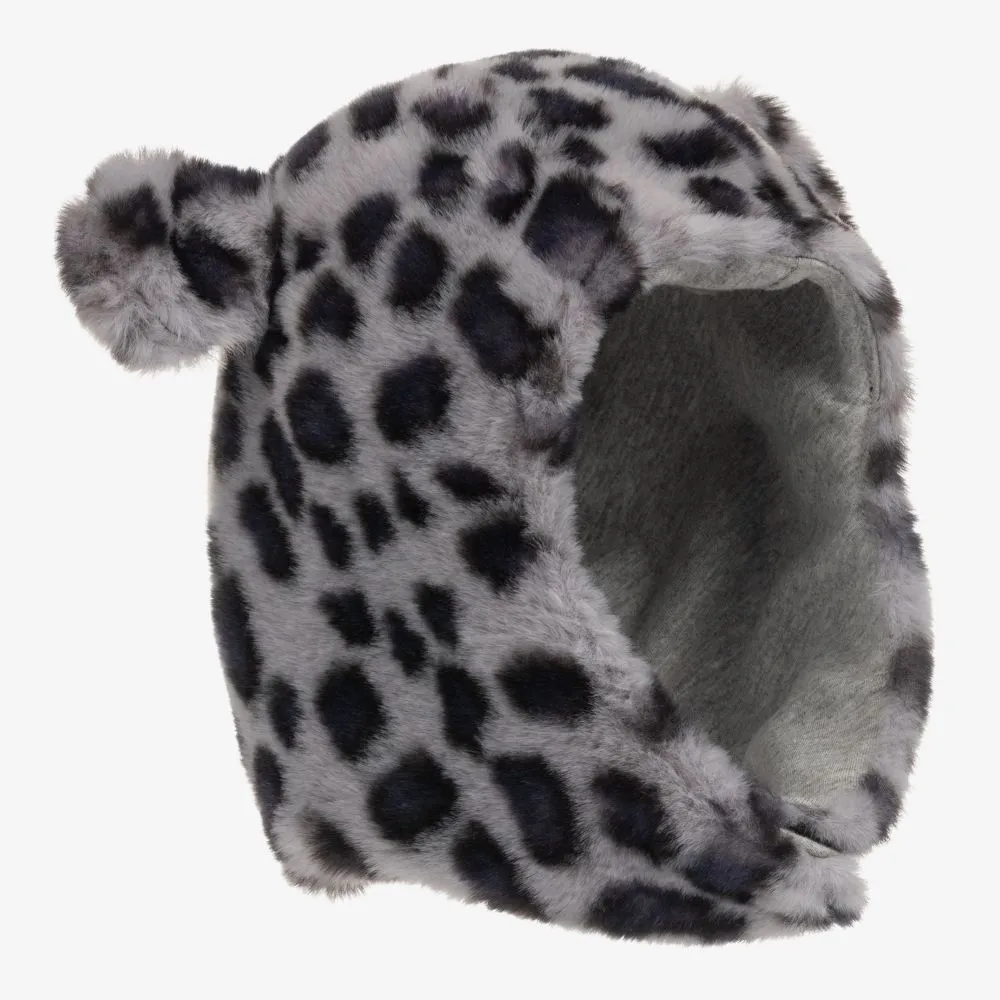 Grey Leopard Faux Fur Hat