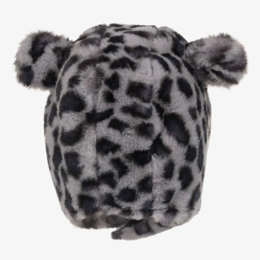 Grey Leopard Faux Fur Hat