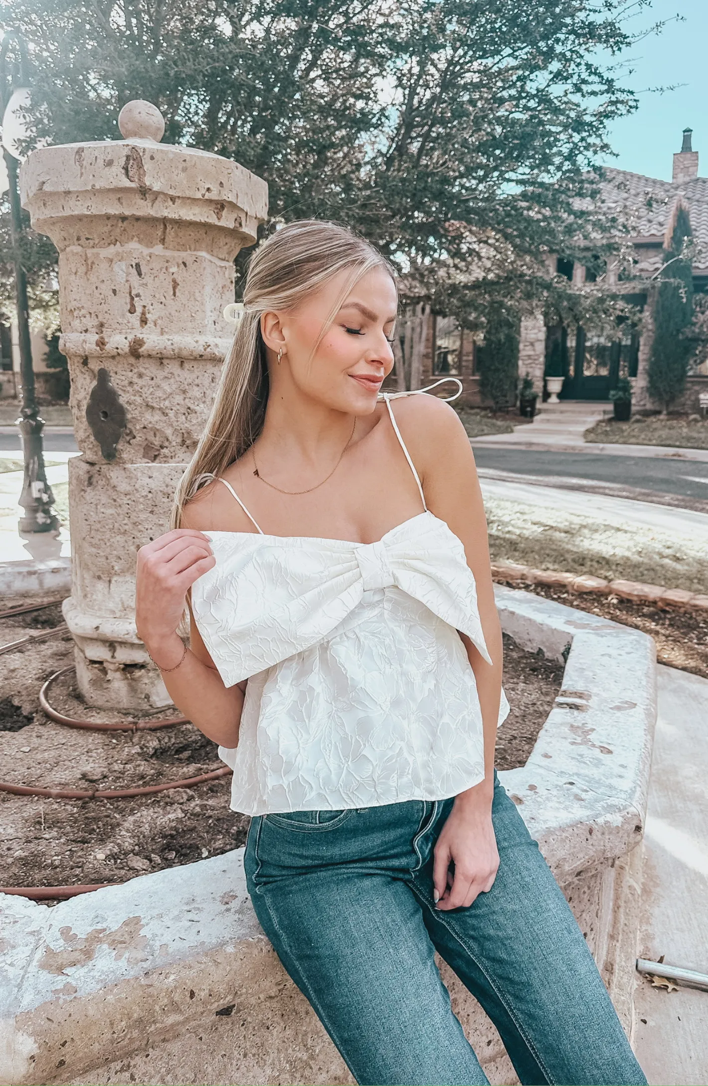 Ivory Bow Detail Top