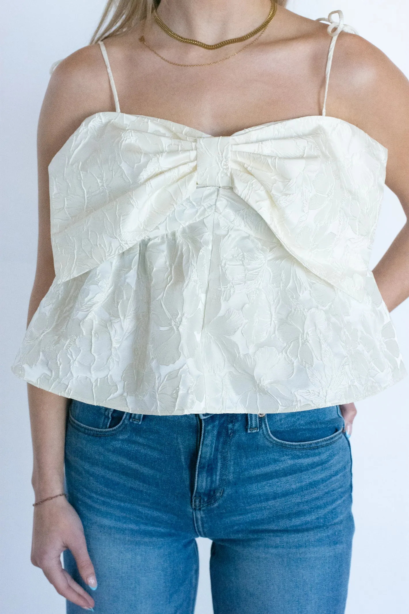 Ivory Bow Detail Top