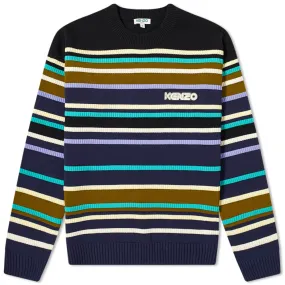 Kenzo Black Striped Logo Knit Jumper