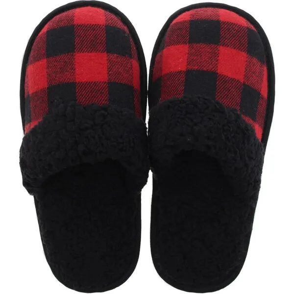 Ladies Buffalo Plaid Sherpa Slippers by Snugabye