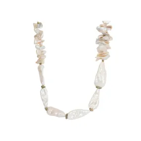 Large Chunky Baroque and Petal Pearl Designer Necklace R4330