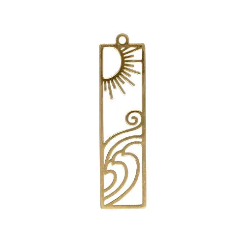 Stainless Steel Laser-Cut Pendant, Sun & Ocean Design, Golden, 41mm