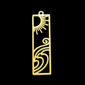 Stainless Steel Laser-Cut Pendant, Sun & Ocean Design, Golden, 41mm