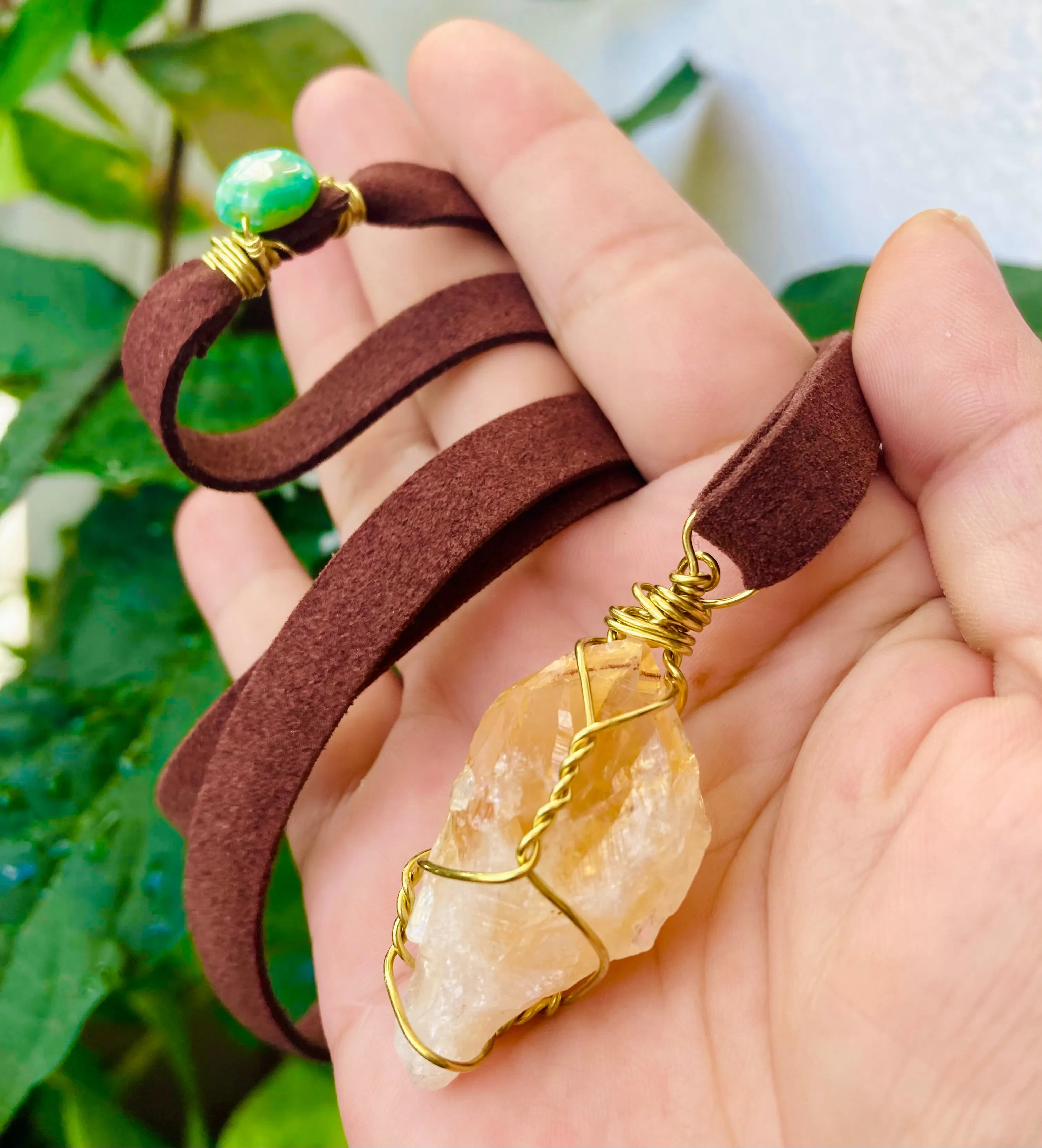 Citrine Leather Necklace