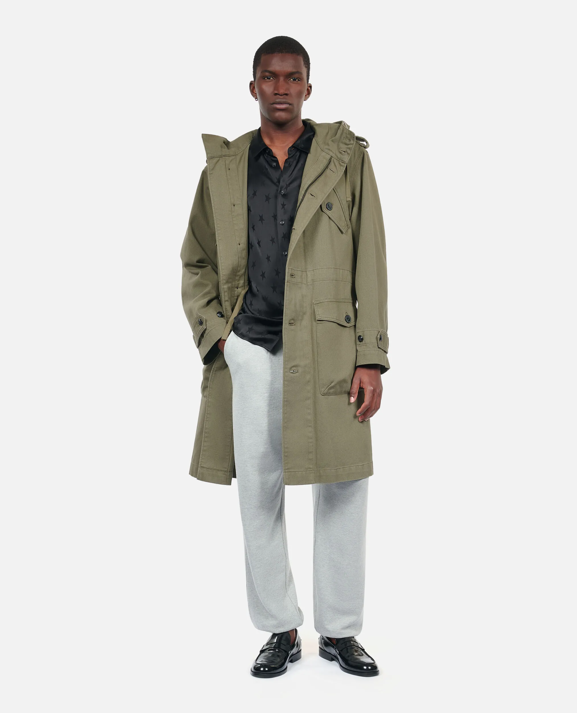 Long Khaki Hooded Parka