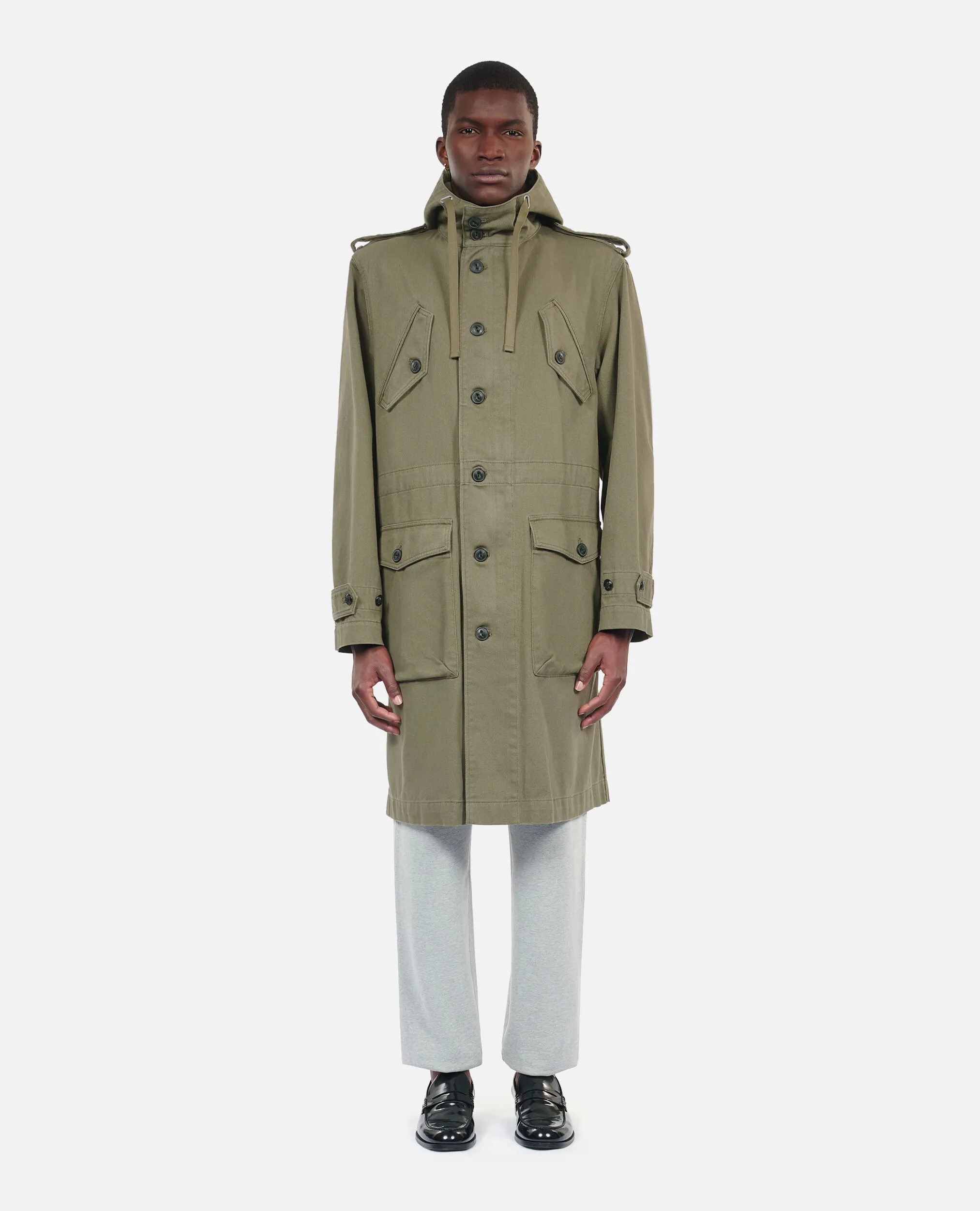 Long Khaki Hooded Parka