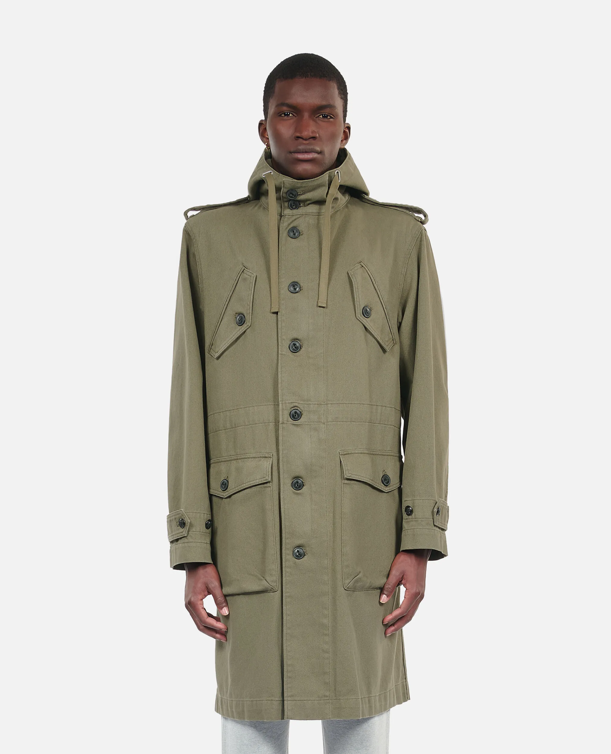 Long Khaki Hooded Parka