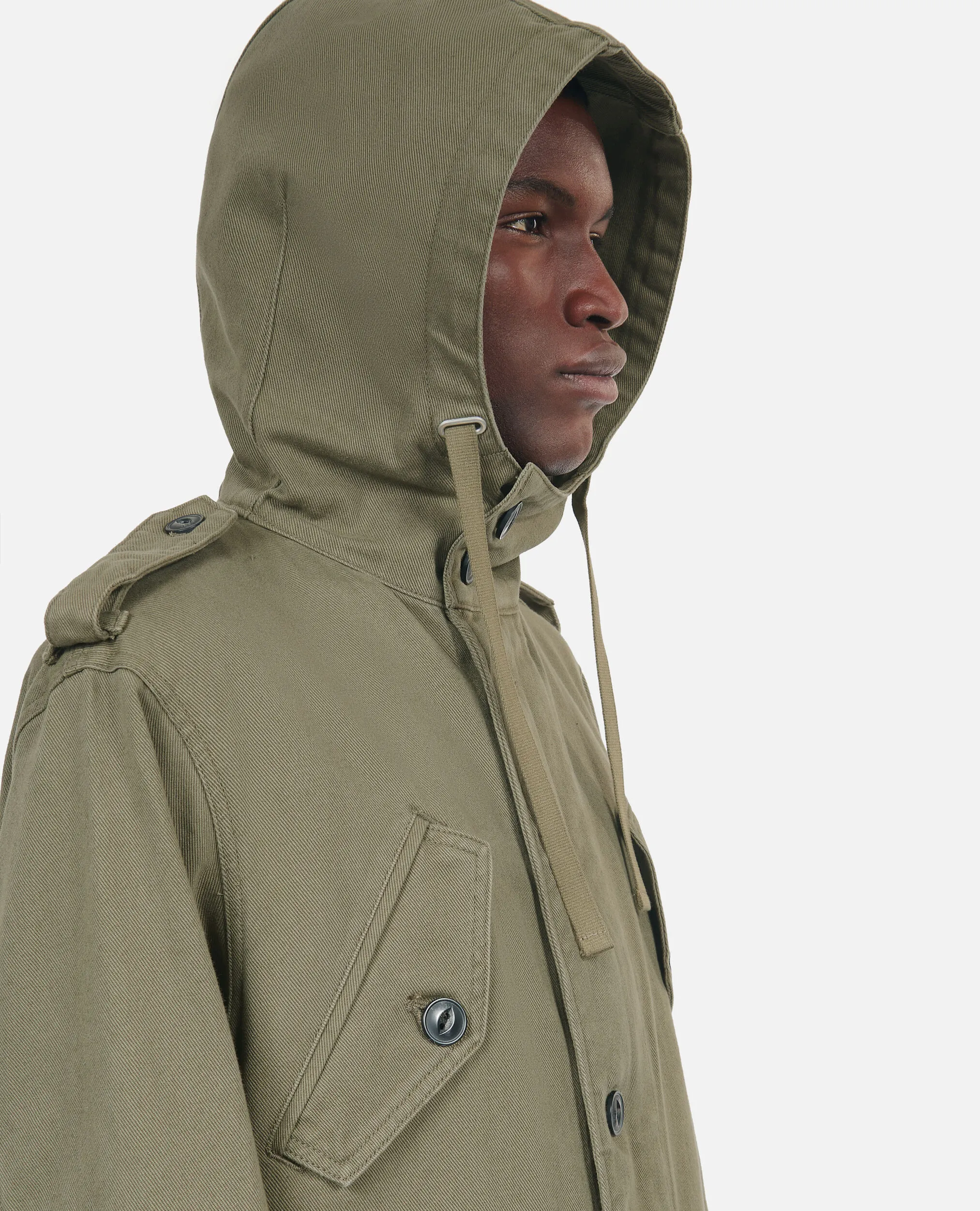 Long Khaki Hooded Parka