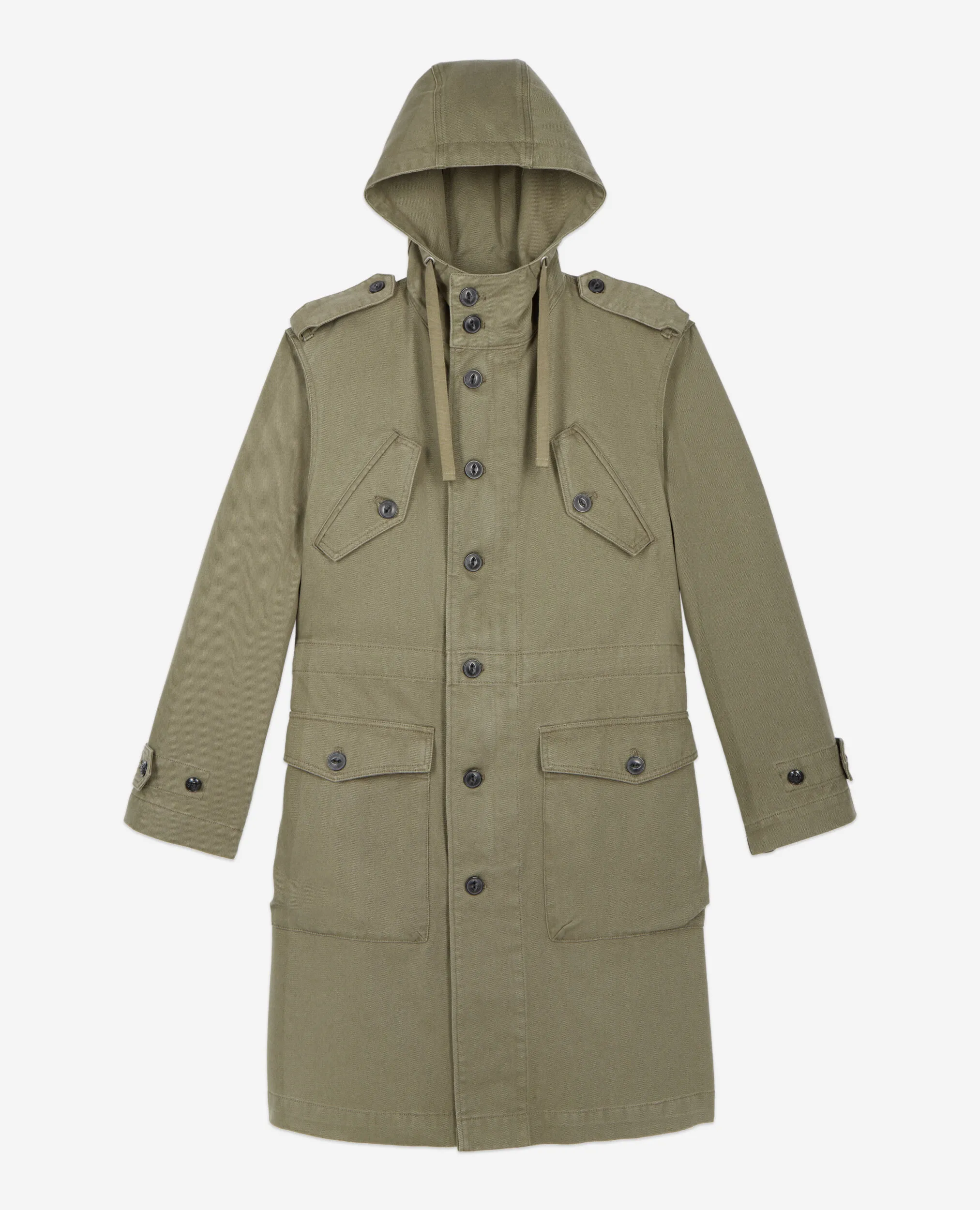 Long Khaki Hooded Parka