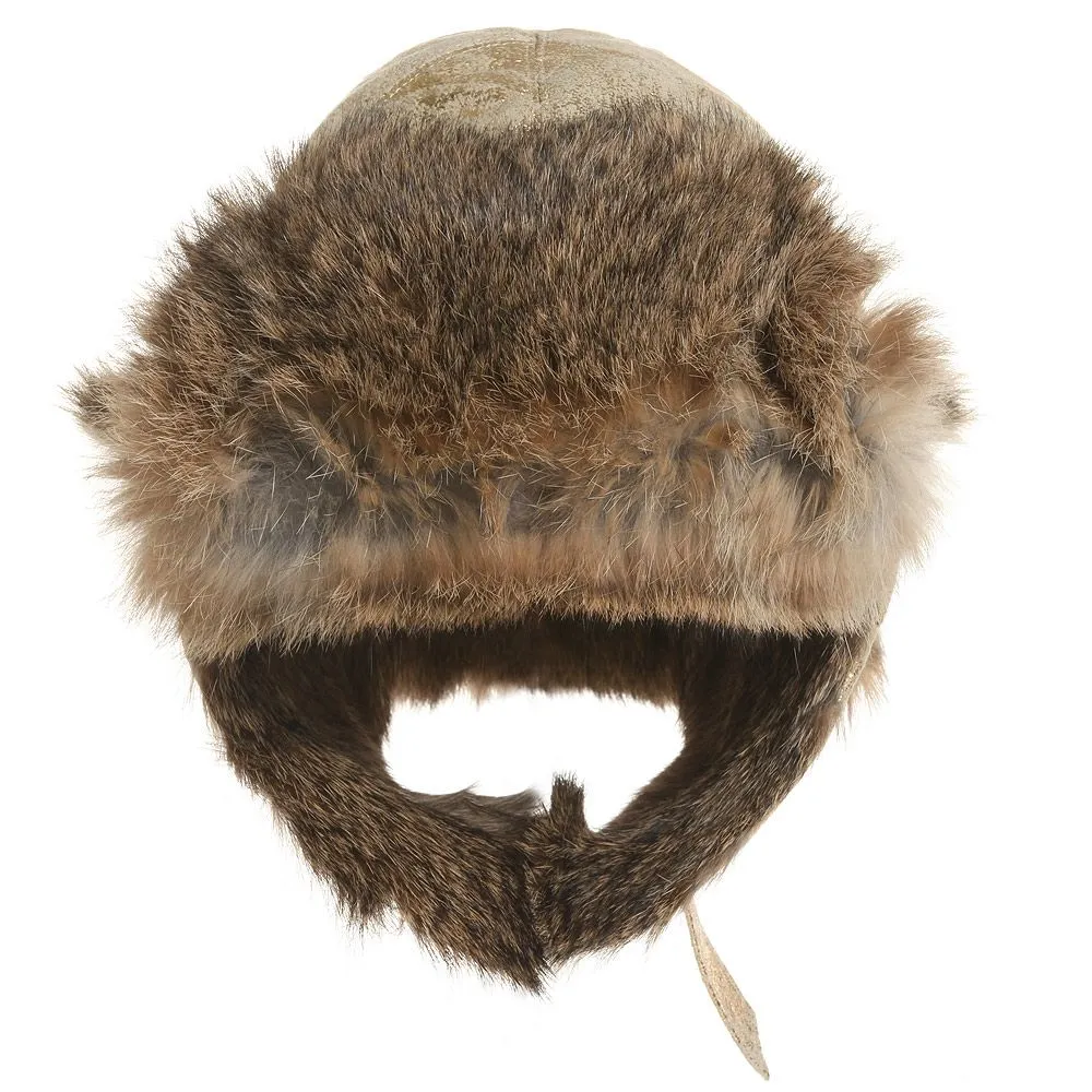 Luxurious Gold Leather and Fur Cap